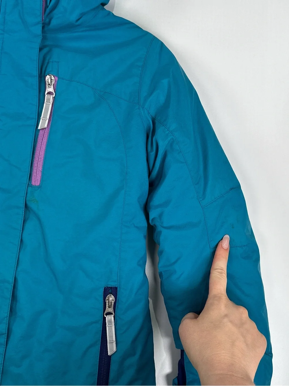 Lands End Grow-A-Longs Squall Waterproof Insulated Jacket Teal Purple Size S 7-8